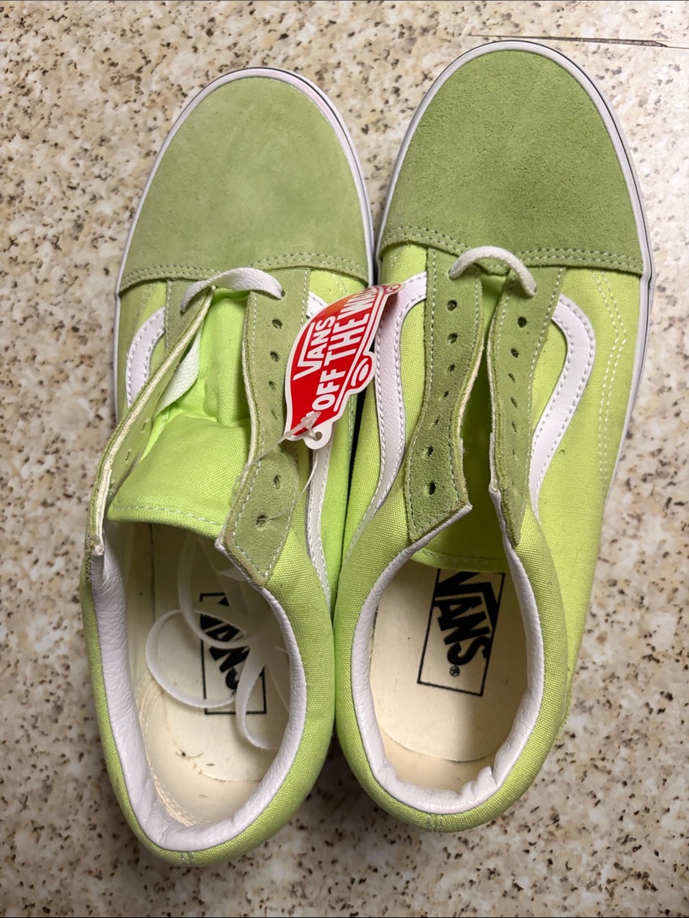 Vans Men’s Low-Top Sneakers in Lime Green and White